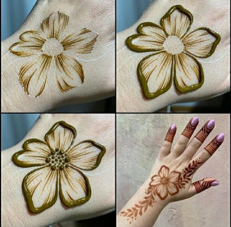 Cute Henna Ideas, How To Do Henna, Simple Henna Patterns, Henna Recipe, Rose Henna, Back Henna, Henna Ink, Diy Henna, Henna Color