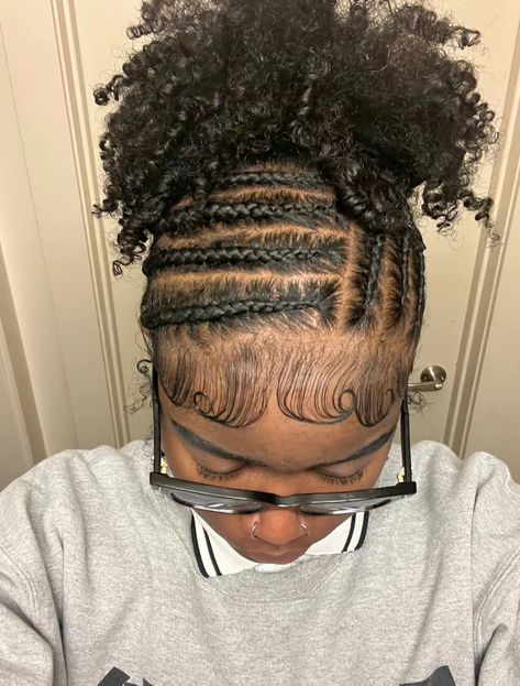 Cornrow Hairstyles 4c Hair, Braids Into Natural Hair, 2 Cornrow Natural Hair, Braided In Front Hairstyles, Natural Hair Styles 4b Hairstyles Short, Braided 4c Hairstyles, Protective Styles For Natural Hair 3b, Fulani Hairstyles Natural Hair, Gym Hairstyles For 4c Hair