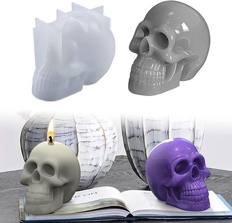 Sadodo Silicone Resin Casting Mould,Halloween Skull Head Mold,Resin Epoxy Mould,Silicone Christmas Skull Ornament Candle Mould, Home Decoration DIY Craft (White) : Amazon.co.uk: Home & Kitchen Skull Mold, 3d Skull, Silicone Resin, Skull Candle, Skull Head, Casting Resin Molds, Resin Casting, Candle Molds, Christmas Decorations Ornaments