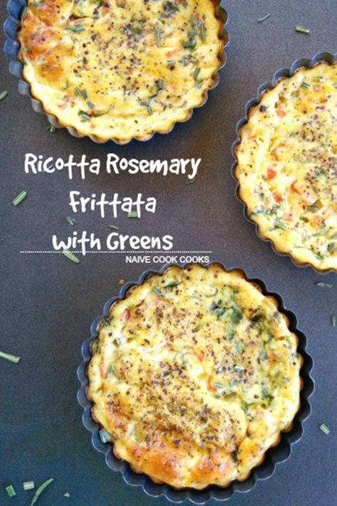 Creamy under-30-mins mouth watering ricotta rosemary frittata with greens!! Who said breakfast has to be boring! Vegetarian Frittata Recipes, Frittata Breakfast, Vegetarian Frittata, Ricotta Frittata, Recipes Brunch, Frittata Recipes, Paleo Lunch, Weekend Breakfast, Breakfast For Dinner