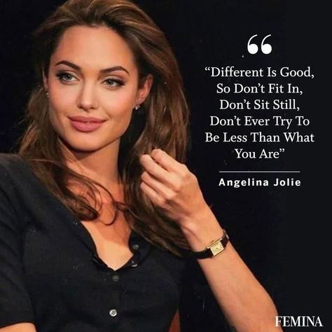 Femina on Instagram: "In order to be irreplaceable, it’s necessary for one to always be different! #AngelinaJolie #woman #womanquote #quotes #different #unique #irreplaceable #aspiring #motivationalquote" Women Attitude Status, Be Yourself Quotes Unique, Irreplaceable Quotes, Celebrity Quotes Aesthetic, Boss Woman Quotes, Be Different Quotes, Classy Personality, Aspiring Quotes, Famous Women Quotes