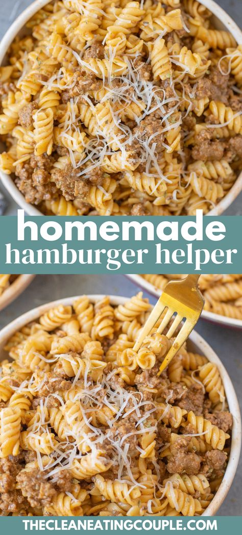 Ingredients Household, Hamburger Helper Recipe, The Clean Eating Couple, Clean Eating Couple, Healthy Hamburger, Cheeseburger Macaroni, Ww Dinner, Hamburger Helper Recipes, Easy Hamburger