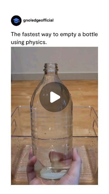 Gnoledge: General Knowledge on Instagram: "The fastest way to empty a bottle! 

_____

Follow @gnoledgeofficial for more educational and informative videos. 🎓

Video by: @jadroppingscience

#science #physics #vortex #physicslovers #experiment #scienceexperiment" Physics Experiments, Fluid Dynamics, Stem Steam, Steam Activities, Education Math, Science Experiments, General Knowledge, Physics, It Works