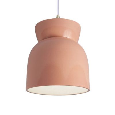 Form + function. This pendant’s ceramic shade is hand-cast and hand-finished by experienced artisans in the USA, from the initial slip pouring to the final glaze. With a sleek hourglass silhouette and many textures + hues to choose from, it’s easy to find a fixture that lights up your space. Shade Color: Gloss Blush, Bulb Type: Incandescent, Finish: Antique Brass AllModern Amardeep Single Hourglass Pendant in Yellow | Size 8.0 H x 7.5 W x 7.5 D in Hourglass Pendant, Hammered Iron, Justice Design, Celadon Green, Mini Pendants, Geometric Pendant, Champagne Gold, Orren Ellis, Yellow And Brown