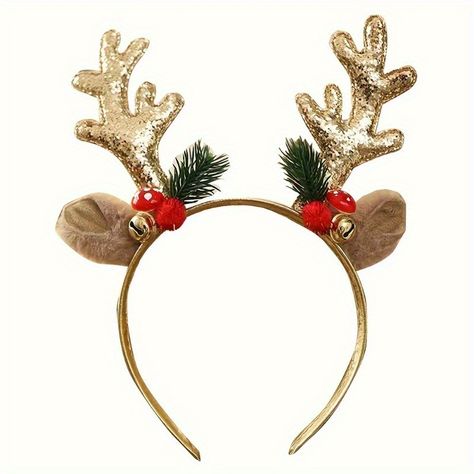 Deer Antlers Headband, Cosplay Hair Accessories, Girls Christmas Party, Reindeer Ears, Reindeer Horns, Deer Ears, Antler Christmas, Antler Headband, Christmas Hair Accessories