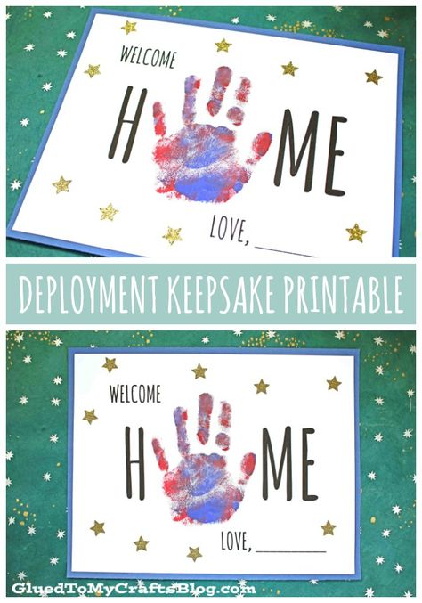 #gluedtomycrafts Handprint Welcome Home Keepsake For Kids To Make After A Deployment Home Crafts For Kids, Welcome Home Crafts, Welcome Home Cards, New Baby Crafts, Print Crafts, Class Crafts, Sister Crafts, Welcome Home Parties, Welcome New Baby