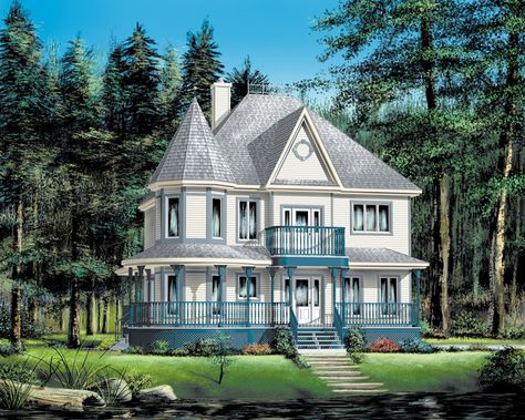 See amenities for Plan 126D-0657. Victorian Farmhouse Plans, Queen Anne House Plans, Victorian House Plan, Farmhouse Victorian, Queen Anne House, Victorian House Plans, Victorian Style House, Victorian Style Homes, Two Story House Plans