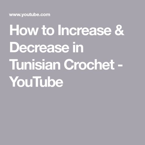 How to Increase & Decrease in Tunisian Crochet - YouTube Tunisian Simple Stitch, Ripple Crochet, Crochet Increase, Tunisian Crochet Pattern, Tunisian Crochet Hook, Knit Headband Pattern, Simple Stitch, Tunisian Crochet Patterns, Beginner Crafts