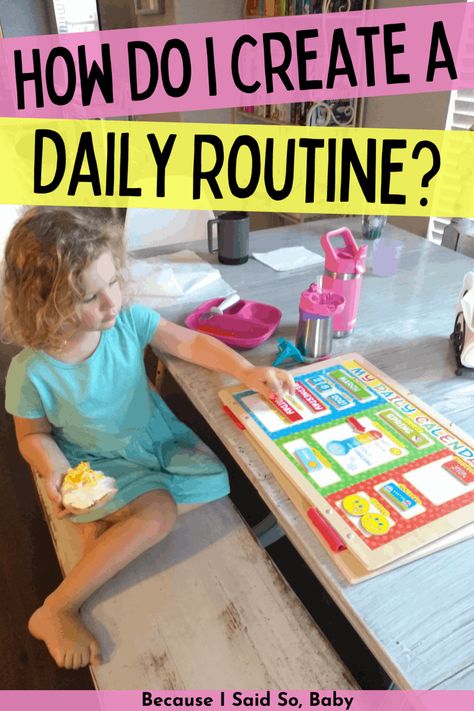 How to Establish a Daily Routine for Toddlers & Preschoolers Parenting Schedule, Kids Schedule Chart, Routine For Toddlers, Toddler Chart, Toddler Daycare, Toddler Routine, Toddler Pictures, Bedtime Routines, Preschool Schedule