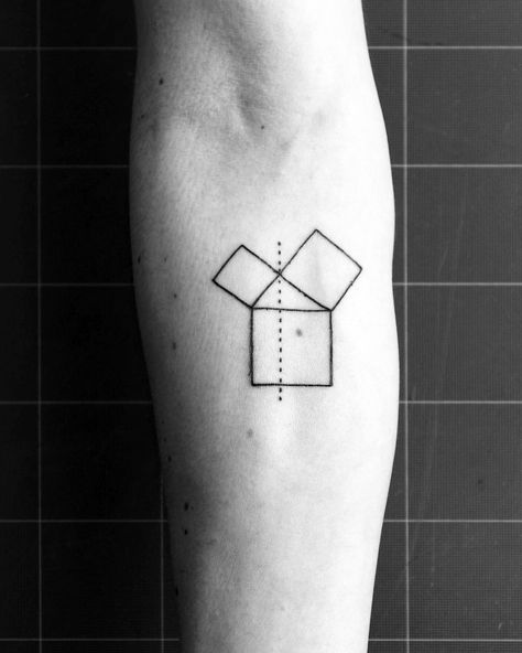 17 minimally abstract tattoos that can be your little secret Mathematical Tattoo Ideas, Pythagoras Tattoo, Math Tattoo Ideas Symbols, Maths Tattoo Ideas, Math Tattoos Ideas, Tetris Tattoo, Mathematical Tattoo, Math Tattoo, Max Tattoo