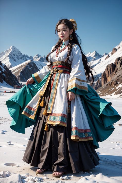 Bhutan Clothing, Fantasy Japanese Clothing, Tibetan Traditional Clothing, Boy And Girl Wallpaper, Tibetan Clothing, Academy Uniform, Academy Uniforms, Fariy Tail, Art Costume