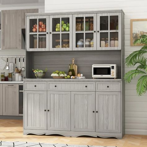 Red Barrel Studio® Moire 61.2" Wide 3 Drawer Sideboard & Reviews | Wayfair Tall Kitchen Pantry Cabinet, Kitchen Hutch Cabinet, Cleaning Metal, Organiser Cucina, Kitchen Pantry Cabinet, Buffet Hutch, Pantry Storage Cabinet, Kitchen Buffet, Kitchen Pantry Storage