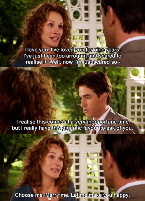 My Best Friend's Wedding (1997) Julianne and Michael // Julia Roberts and Dermot Mulroney Best Friend Wedding Quotes, Wedding Quotes To A Friend, My Best Friend’s Wedding, My Best Friends Wedding, Best Friends Wedding, Ingmar Bergman, Favorite Movie Quotes, Wedding Movies, Romantic Movie Quotes