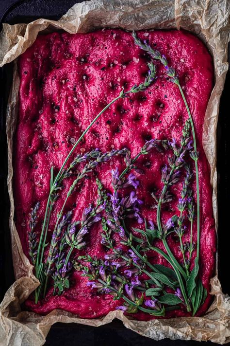 The prettiest pink and most marvelously magenta no-knead beet-a-licious focaccia! Perfectly chewy-on-the-inside, crispy-on-the-outside, and full of fabulously colorful flair! #focaccia #beetfocaccia #beetbread Bread Art, Focaccia Bread, Pink Foods, Beautiful Food, Pretty Food, Beets, Cooking And Baking, Homemade Recipes, The Kitchen