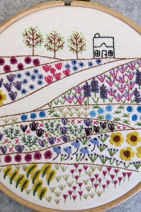 Hand embroidery Pattern for Flower Meadow Cottage | meadow flower embroidery | hand embroidery sampler pattern | hand embroidery tutorial | hand embroidery flowers | wild flower meadow embroidery | hand embroidery sampler design | ehand embroidery cottage| hand embroidery designs | hand embroidery tutorial beginner | #handembroiderytutorial | #handembroidery | #embroidery spring | #beginnerembroidery Embroidery Sampler Pattern, Cottage Meadow, Meadow Embroidery, Meadow Cottage, Embroidery Spring, Flowers Wild, Wild Flower Meadow, Flower Meadow, Embroidery Sampler