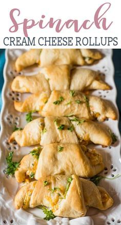 Veggie Crescent Rolls, Spinach And Cream Cheese Recipes, Stuffed Crescent Rolls Appetizers, Cream Cheese Stuffed Crescent Rolls, Spinach Cream Cheese, Crescent Roll Appetizers, Cream Cheese Spinach, Cream Cheese Roll Up, Cheese Recipes Appetizers