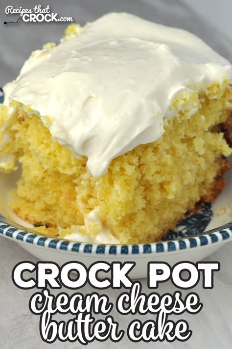 Slow Cooker Recipes With Cream Cheese, Crockpot Baking Recipes, Crock Pot Cake Recipes, Crock Pot Cakes, Cake In Crock Pot, Easy Crockpot Desserts, Crockpot Desserts Easy, Crockpot Cakes, Crock Pot Cake