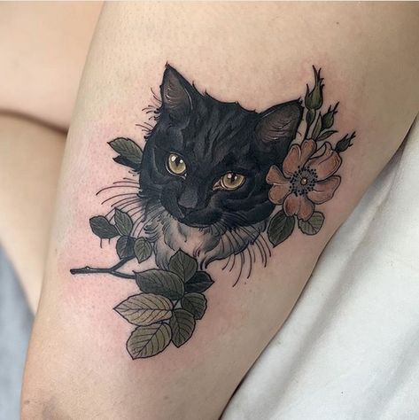 Cat Tats, Egyptian Cat Tattoos, Cat Portrait Tattoos, Cat Tattoo Simple, Cute Cat Tattoo, Black Cat Tattoos, Haircut Style, Cat Tattoos, Cat Tattoo Designs