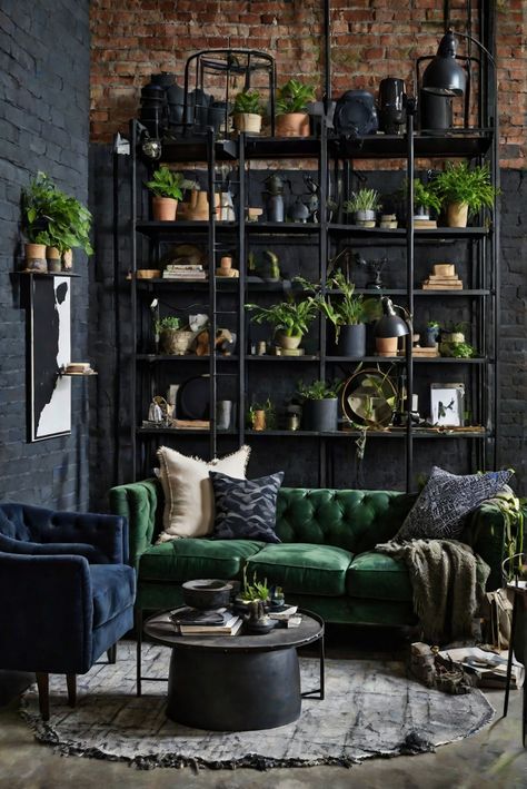 ​ #ad     #Colortrend #wallpaint2024  #color2024  #DIYpainting  ##DIYhomedecor  #Fixhome Dark Academia Living Room Decor, Industrial Chic Living Room, Private Living Room, Fantasy Office, Coffee Shop And Bar, Dark Academia Living Room, Dark Academia Office, Moody Rooms, Dark Boho Living Room