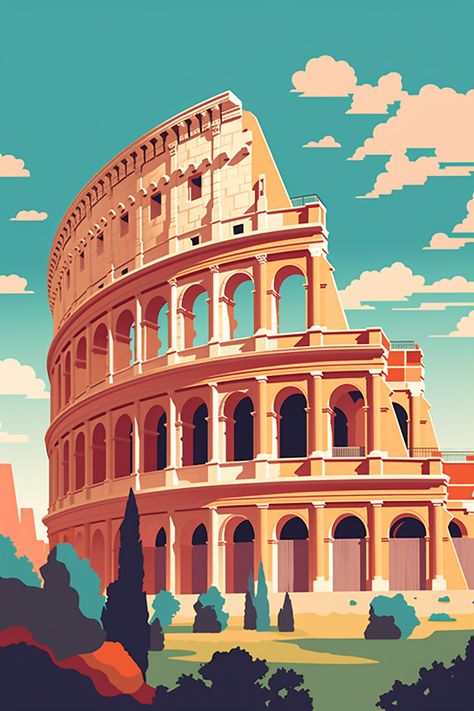 50% OFF EVERYTHING! ✨  Limited-time SALE on all my Etsy art! Don't miss out, this steal won't last! . . . . . ..#italianart #italianposter #modernitalianart #contemporaryitalianart #romeart Rome Travel Poster, Colleseum Rome Drawing, Summer Vintage Poster, Colosseum Illustration, Italy Illustration Art, Italy Cartoon, Colosseum Aesthetic, Colleseum Rome, Vintage Italy Aesthetic