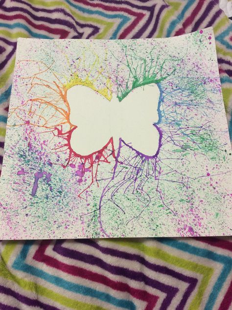 Splattering Art, Splatter Painting Ideas, Blowing Paint Art, Splatter Art Ideas, Butterfly Painting For Kids, Op Painting, Painting Of Butterfly, Splatter Painting For Kids, Butterfly Artwork For Kids