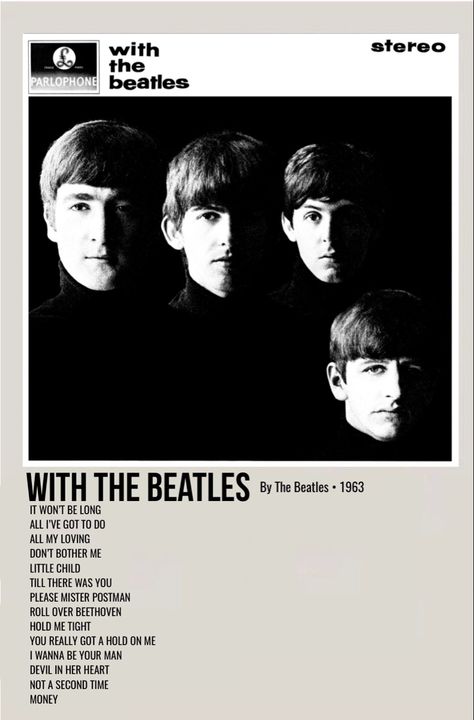 minimal polaroid album poster for the beatles, with the beatles The Beatles Poster, Polaroid Album, The Beatles 1, With The Beatles, Beatles Poster, Minimalist Music, Beatles Albums, All My Loving, Music Poster Ideas