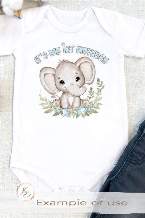 Cute elephant for spring baby boy's first Birthday Cupcakes First Birthday, Birthday Outfits Ideas, First Birthday Boy Outfit, Baby Boy Birthday Decoration, Birthday Boy Outfit, Baby Boy Birthday Themes, Elephant Png, First Birthday Boy, 2nd Birthday Boys