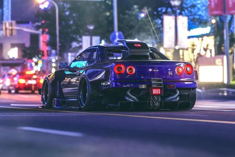 blue sports bike #night #lights #street #Nissan #GT-R #Skyline virtual tuning Khyzyl Saleem #1080P #wallpaper #hdwallpaper #desktop Jdm Pc Wallpaper, Jdm Cars Wallpapers Pc, Khyzyl Saleem, Supercars Wallpaper, Nissan Gtr Wallpapers, Rs6 Audi, Nissan Gtr R34, Midnight Purple, R34 Skyline