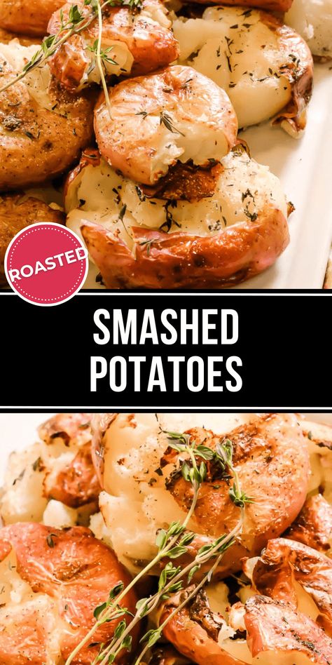 Smashed Baby Potatoes, Roasted Smashed Potatoes, Smashed Potatoes Recipe, Small Red Potatoes, Smashed Potatoes, Baby Potatoes, Potatoes Recipe, Red Potatoes, Soft Cheese