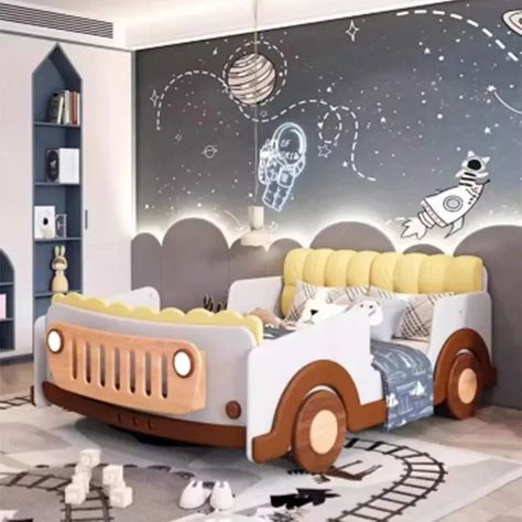 Kids Double Bed, Childrens Storage, Dream House Pictures, Kids Car Bed, Beds Single, European Bed, Bedding Design, Unique Living Room, Bed Kids