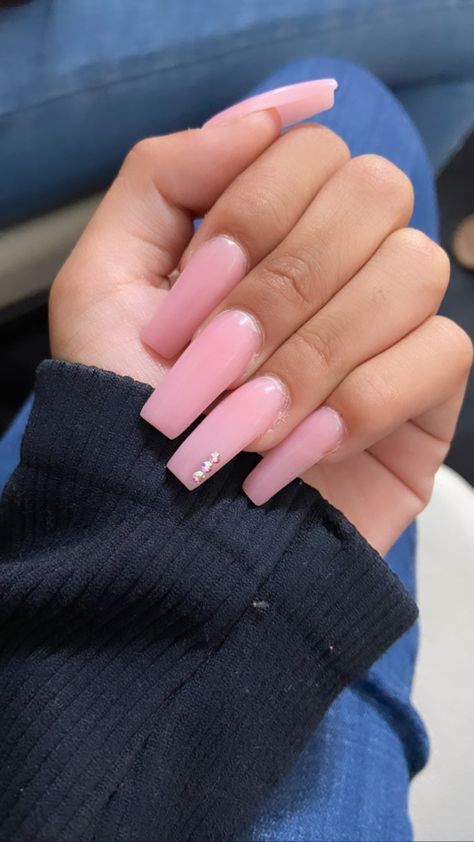 Plain Coloured Acrylic Nails, Plain Pink Acrylic Nails, Plain Pink Square Nails, Pink Aura Nails Square, Plain Light Pink Acrylic Nails, Plain Colour Nails, Plain Acrylic Nails, Plain Nails, Pink Acrylic Nails