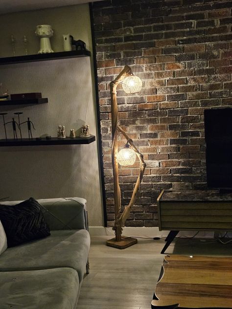 Large Tree Floor Lamp, Two Lampshades Corner Lamp, Rustic Floor Lampshade, Handmade Lamp, Indoor Home Decoration, Tree Floor Lamp 💡🔌 I SEND SOCKET TYPE FOR YOUR COUNTRY. JUST LIE YOUR SOFA AND ENJOY YOUR PURCHASE. 💡 🔌 💡🔌You also have the chance to purchase the tools that will be required for product assembly. You can see the lamp on the purchase screen.💡🔌  ----------Dimensions: ---------- ➡ Width: 17.7" / 45 cm ➡ Height: 70.8" / 170/ 175 cm  -------------------------------------  ------- Rustic Floor Lamp, Alaska Style, Rustic Industrial Lighting, Rustic Floor Lamps, Rustic Floor, Corner Floor Lamp, Lamp Rustic, Lamp Large, Wooden Floor Lamps