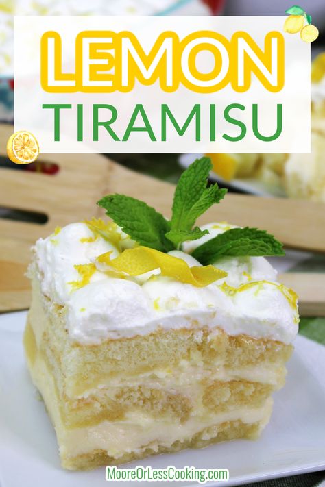 From its syrup-soaked ladyfingers cookies to its sweet, creamy and decadent lemony filling, it's a multi-layer dessert that's as pretty as it is delicious. It's an irresistible and cooling treat that's perfect for warm spring and summer days. Limoncello Tiramisu, Lemon Tiramisu, Layer Dessert, Dreamy Desserts, Family Desserts, Lemon Dessert, Lime Recipes, Vegetarian Desserts, Summer Foods