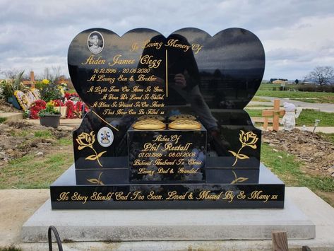 Heart Shaped Memorials and Headstones | Northern Headstones Personalized Memorial Stones, Headstone Inscriptions, Headstone Designs, Granite Memorial, Tombstone Designs, Granite Headstones, Cemetery Headstones, Memorial Stones, Black Granite