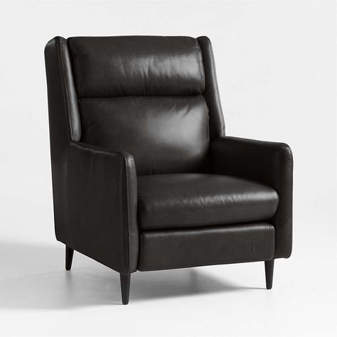 Pelle Leather Accent Chair | Crate & Barrel Blue Velvet Accent Chair, Swivel Recliner Chairs, Modern Recliner, Leather Swivel Chair, Leather Recliner Chair, Swivel Chair Living Room, Reclining Chair, Swivel Recliner, Leather Accent Chair