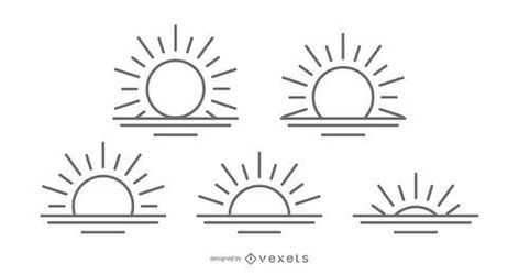 Sunrise Vector, Sunrise Tattoo, Beachy Tattoos, Small Chest Tattoos, Sunset Tattoos, Bts Tattoos, Sun Rising, Sun Tattoos, Line Art Tattoos