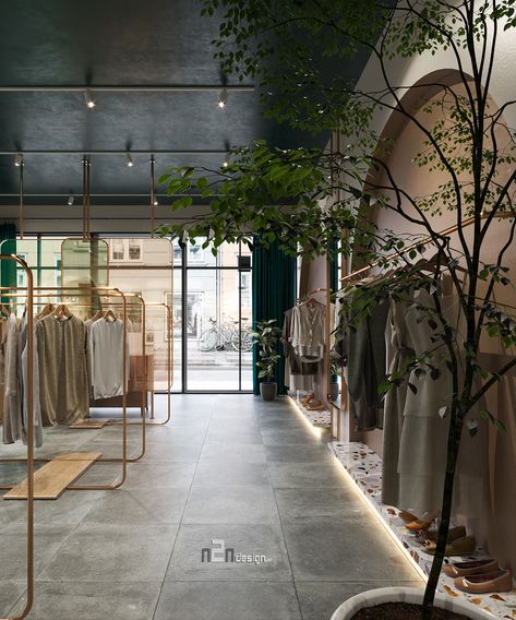 Brick Wall Boutique, Modern Store Design Interiors, Industrial Interior Design Boutique, Neutral Retail Interior, Shared Retail Space, Concept Clothing Store, Interior Design Boutique Clothing, Minimalist Clothing Store Design, Clothing Stores Interior Design