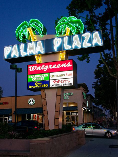 Palma Plaza....San Leandro, California. Of course, when I lived there, Starbucks wasn't in existence! San Leandro California, Neon Gas, Neon Room, Neon Nights, New England Fall, San Lorenzo, East Bay, Bay View, Art Carved