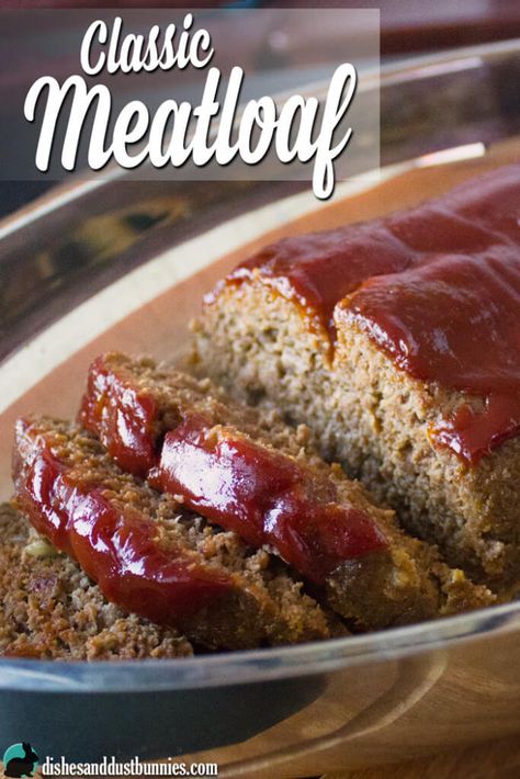 Classic Meatloaf Recipe from dishesanddustbunnies.com Easy Meatloaf Recipe Without Milk, The Best Meatloaf, Meatloaf Recipes Pioneer Woman, Homemade Meatloaf, Classic Meatloaf Recipe, Good Meatloaf Recipe, Classic Meatloaf, Best Meatloaf, Easy Meatloaf