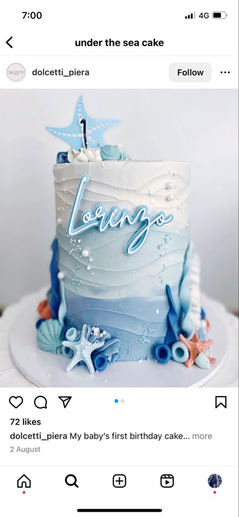 Blue Whale Birthday Theme, Ocean Cake Ideas Simple, Ocean Themed First Birthday Boy, Under The Sea Birthday Cake Boy, One Der The Sea First Birthday Boy, Ocean Themed Baby Shower Boy, Under The Sea Baby Shower Cake, Under The Sea Birthday Party Cake, Ocean Baby Shower Cake