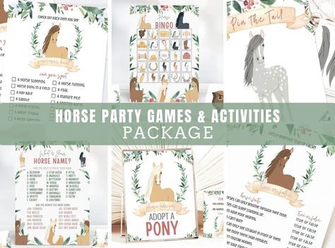 Pony Party Games, Horse Party Games, Horse Education, Birthday Horse, Pin The Tail, Horse Facts, Horse Games, Horse Camp, Horse Party