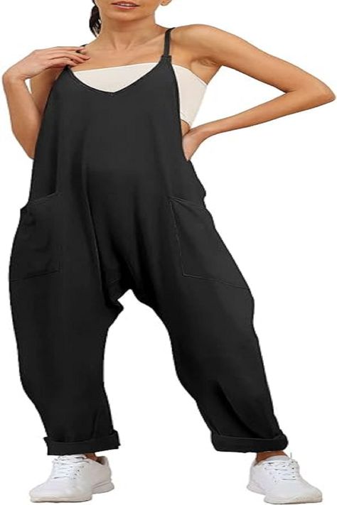 AUTOMET Jumpsuits for Women Casual Summer Rompers Sleeveless Loose Spaghetti Strap Baggy Overalls Jumpers with Pockets 2024 Jumpsuits For Women Casual Summer, Jumpsuits For Women Casual, Casual Summer Rompers, Comfy Y2k, Baggy Overalls, Trendy Overalls, Summer Rompers, Casual Summer Outfits, Fashion Clothes