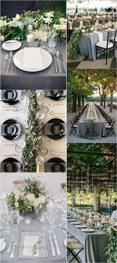 Green And Grey Wedding, Grey Wedding Ideas, Grey Wedding Decor, Grey Wedding Theme, Gray Wedding Colors, Wedding Color Ideas, Tropical Wedding Flowers, Green Themed Wedding, Yosemite Wedding