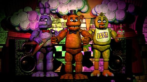 Fnaf 1 Stage, Fnaf Vhs, Terrible Memes, Sfm Fnaf, Stage Background, Fnaf Wallpapers, Fnaf 1, Fnaf Movie, Fnaf Characters