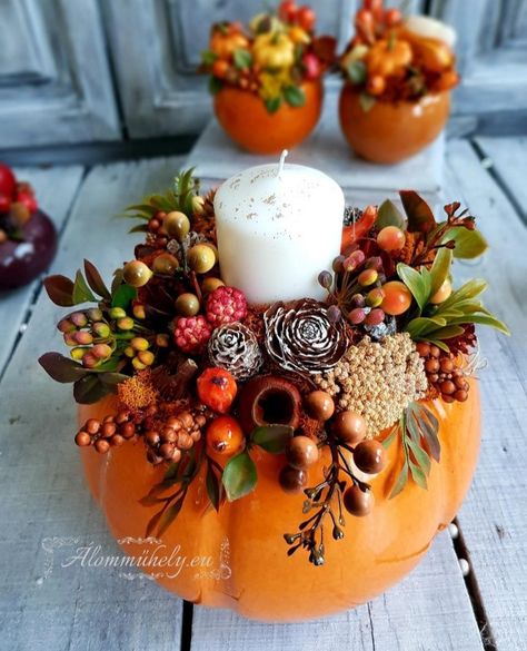 Yalda Design Idea, Centerpieces Fall Wedding, Wedding Centerpieces Fall, Pumpkin Floral Arrangements, Modern Fall Decor, Fall Decor Diy Crafts, Pumpkin Arrangements, Fall Table Centerpieces, Menu List