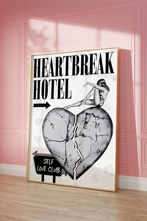 Heartbreak Hotel Black and White Quote Wall Print, Self Love Club Poster, Retro Wall Decor, Digital Download Print, Large Printable Art - Etsy Black And White Quote, White Quote, Self Love Club, Heartbreak Hotel, Room Prints, Club Poster, Love Club, Retro Wall Decor, Etsy Printable Art