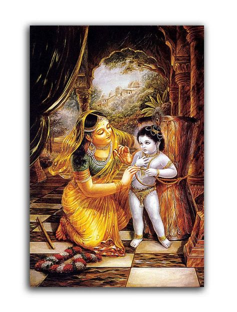 Krishna And Yashoda, Krishna Yashoda, Radha Krishna Canvas, Yashoda Krishna, Mural Paintings, Janmashtami Decoration, Indian Art Gallery, Sweet Lord, Lord Ganesha Paintings