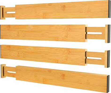 Pipishell Bamboo Drawer Dividers, Adjustable Dresser Drawer Organisers, Spring Loaded Kitchen Utensil Drawer Organiser Dividers for Cutlery Drawer Wardrobe, Clothes, Bathroom, Baby Drawer, Tools : Amazon.co.uk: DIY & Tools Kitchen Utensils Organization, Organizers For Kitchen, Kitchen Utensil Drawer, Office Drawer Organization, Baby Drawer, Bathroom Dresser, Utensil Drawer Organization, Dresser Drawer Organization, Tool Drawers