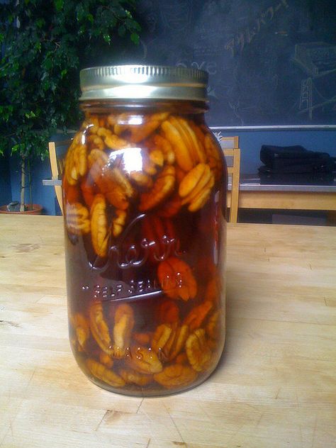 Pecan Infused Bourbon by theorem, via Flickr Infused Bourbon, Infused Alcohol, Alcohol Infusion, Homemade Liquors, Bourbon Recipes, Homemade Alcohol, Homemade Liquor, Liquor Recipes, Moonshine Recipes