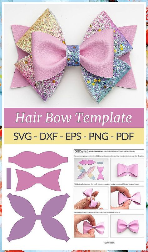 Christmas Hair Bows - Everything you need to conquer your day, night and world - Anything and Everything! - Click to visit IMMEDIATELY! Simple Bow Svg, Faux Leather And Ribbon Hair Bow, Faux Leather Template, Bow Making Template, Circuit Hair Bows, Diy Bow Template, Hair Bows With Cricut, Vinyl Bows Diy, Leather Hair Bows Template